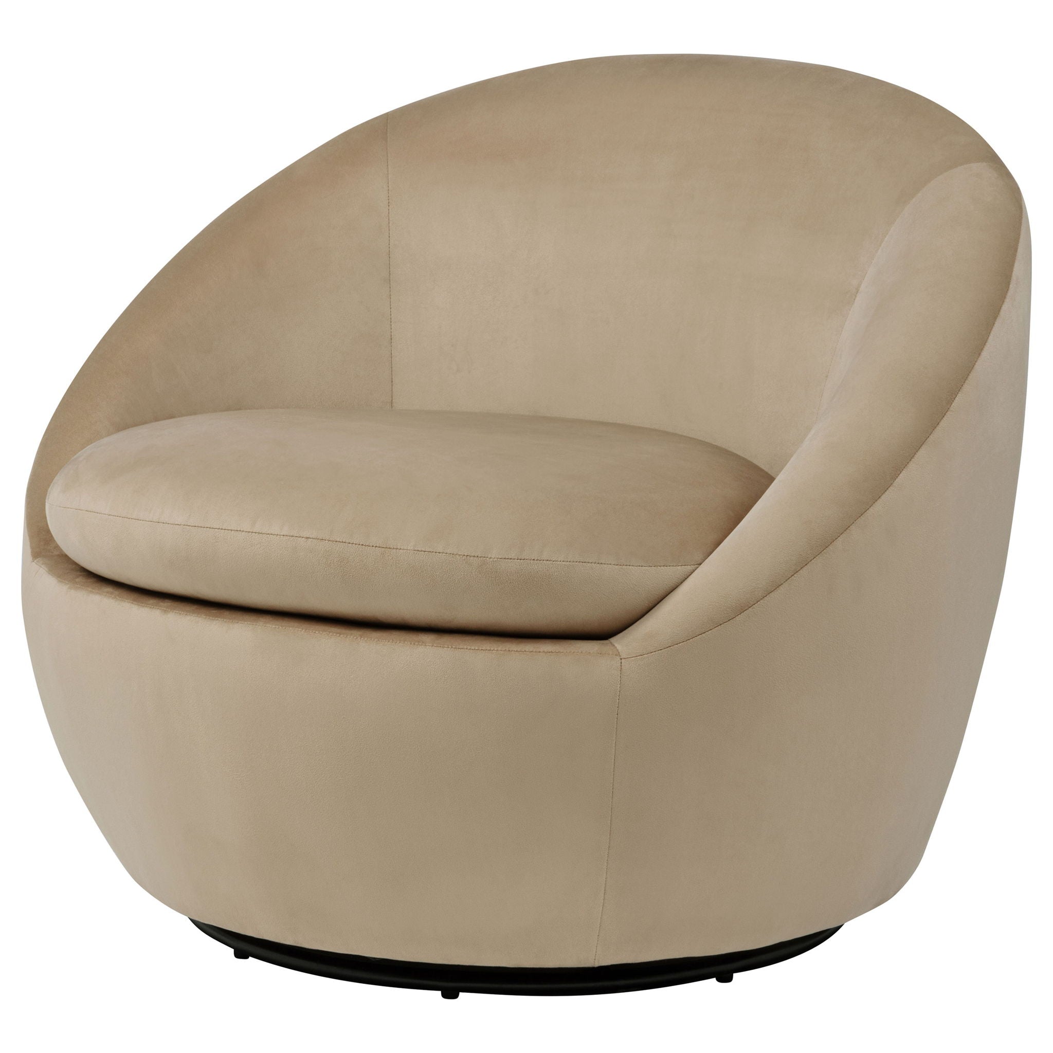 Sculptural Velvet Swivel Accent Chair — Camel