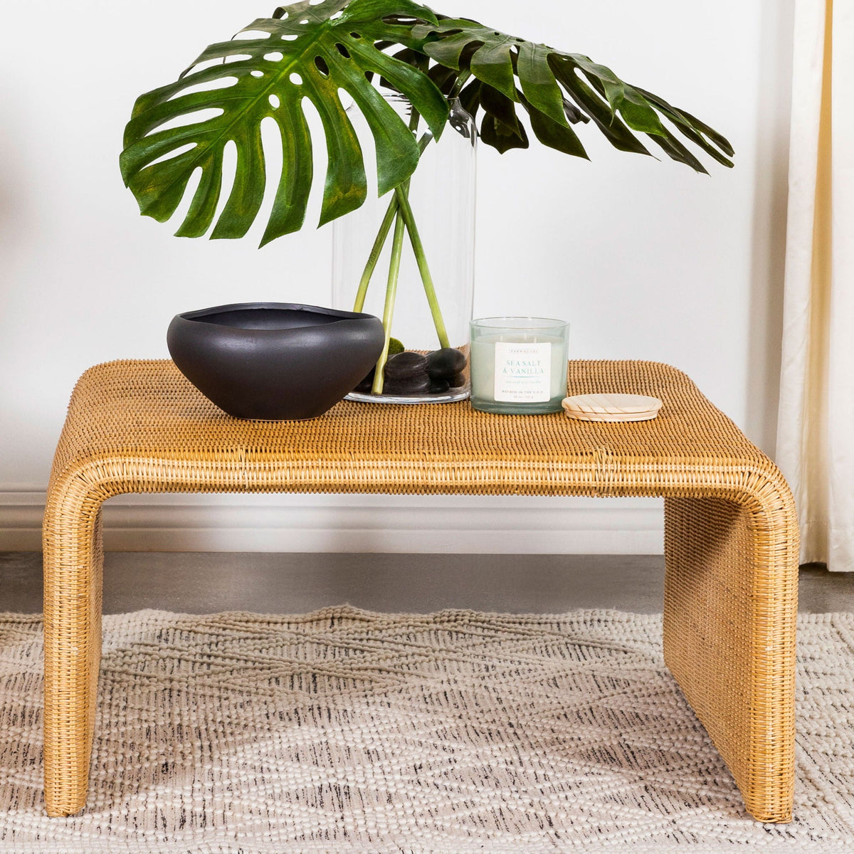 Woven Rattan Coffee Table — Natural