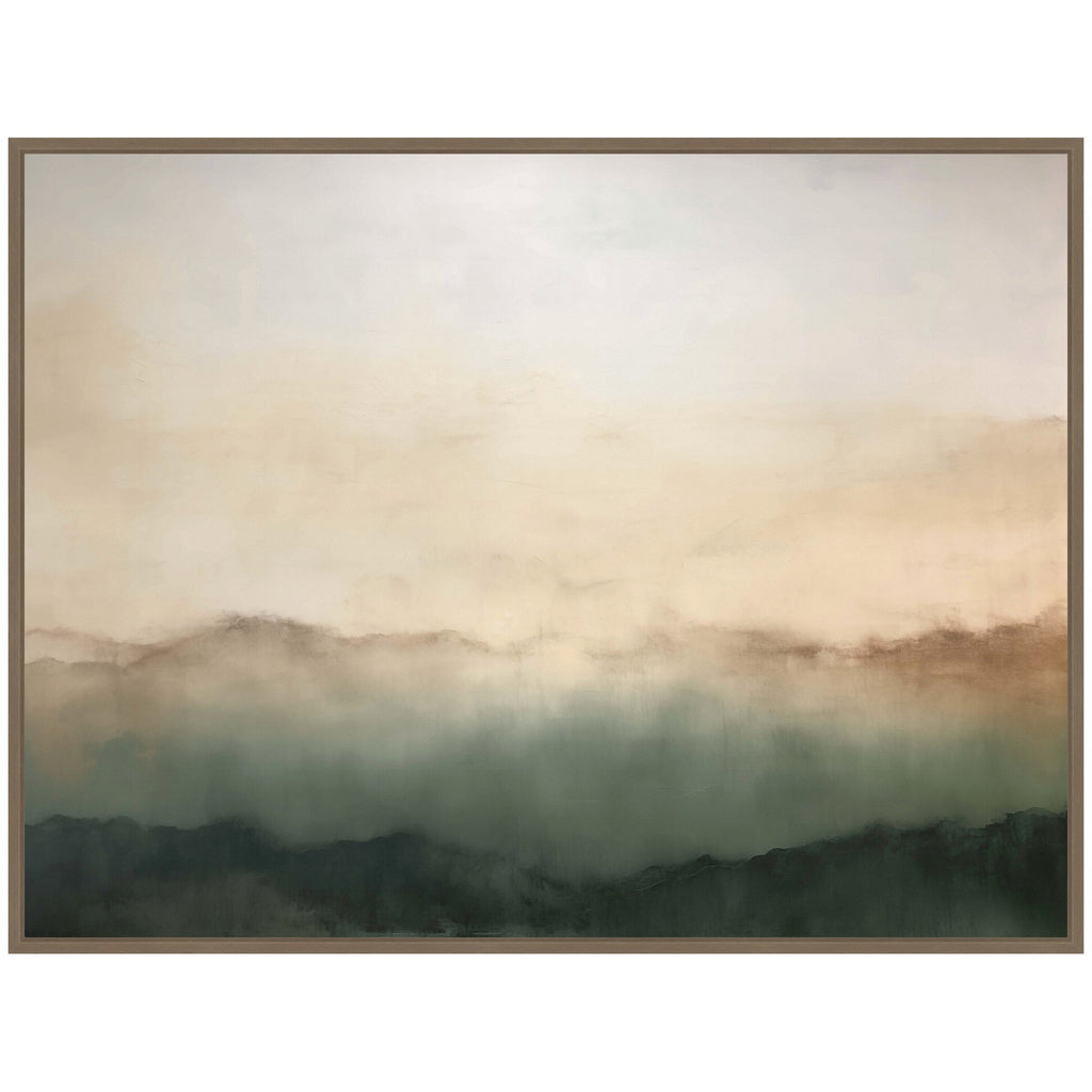 Sylvie Green Mountain Abstract I Horizontal Framed Canvas by Amy Lighthall