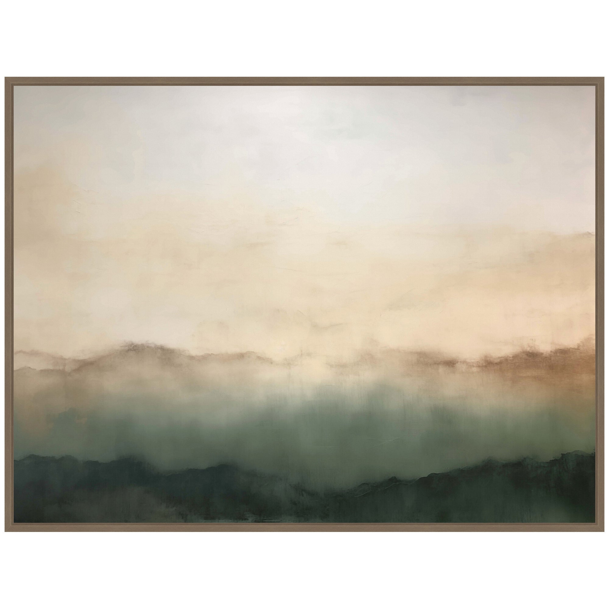 Sylvie Green Mountain Abstract I Horizontal Framed Canvas by Amy Lighthall