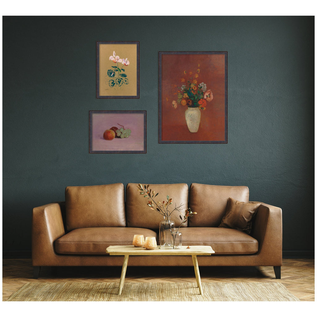 Cyclamen, Fruit & Chinese Vase — 3-Piece Framed Art Set
