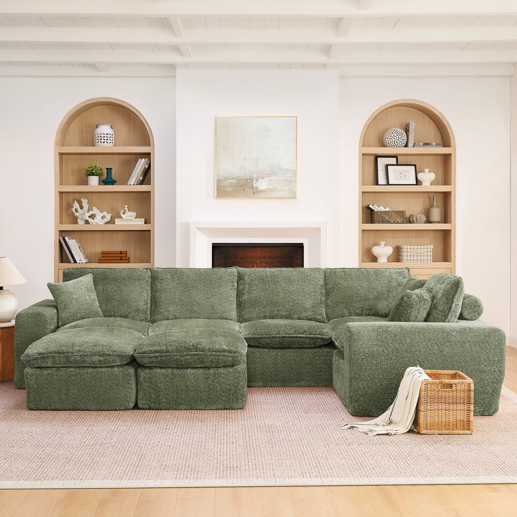 Cloud-Comfort Modular Sectional Sofa with Moveable Ottoman