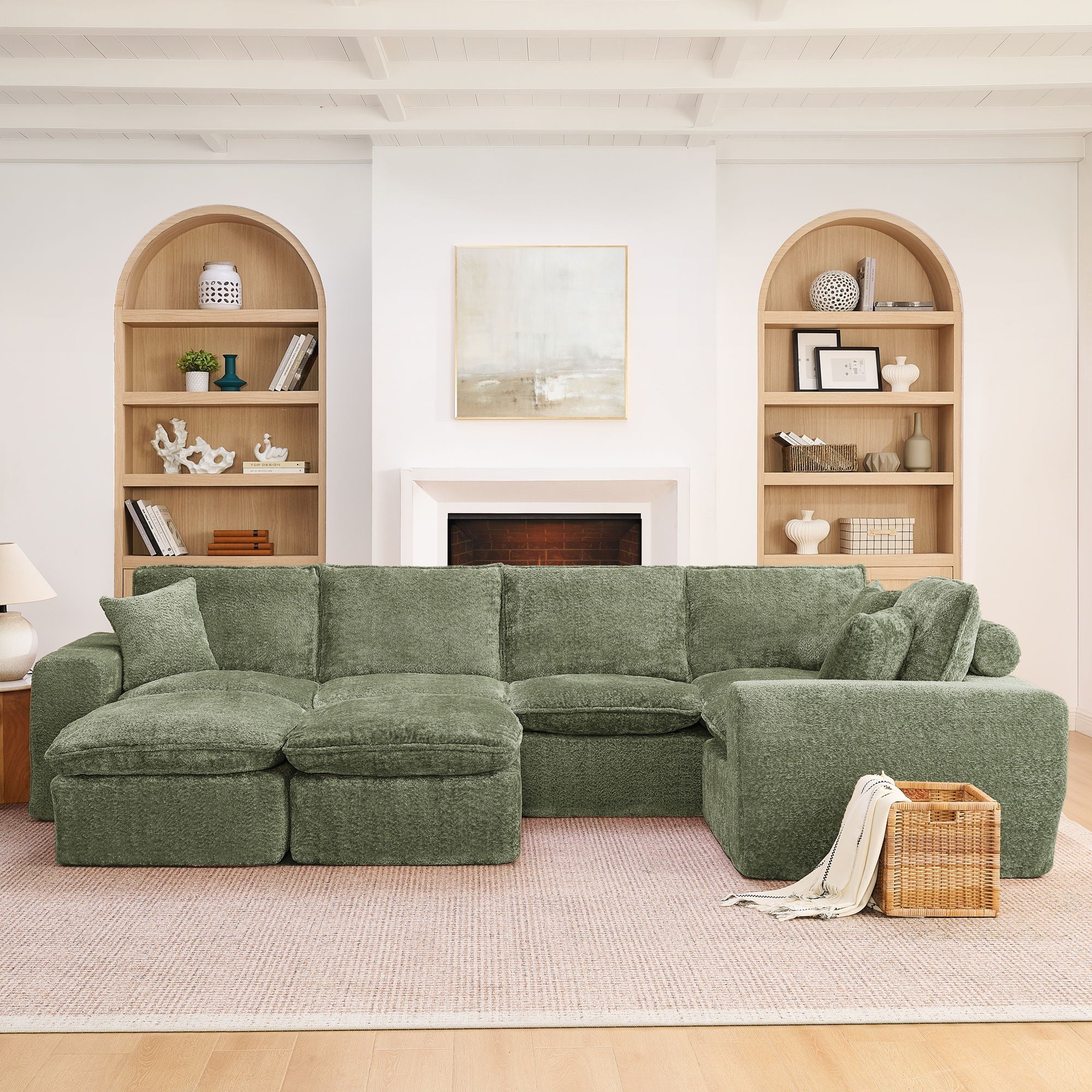 Cloud-Comfort Modular Sectional Sofa with Moveable Ottoman