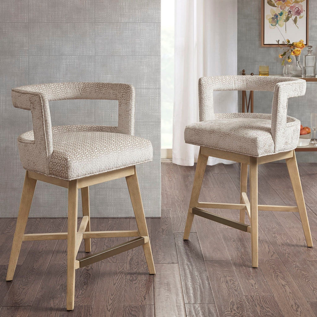 Low-Back Cream Swivel Counter Stool