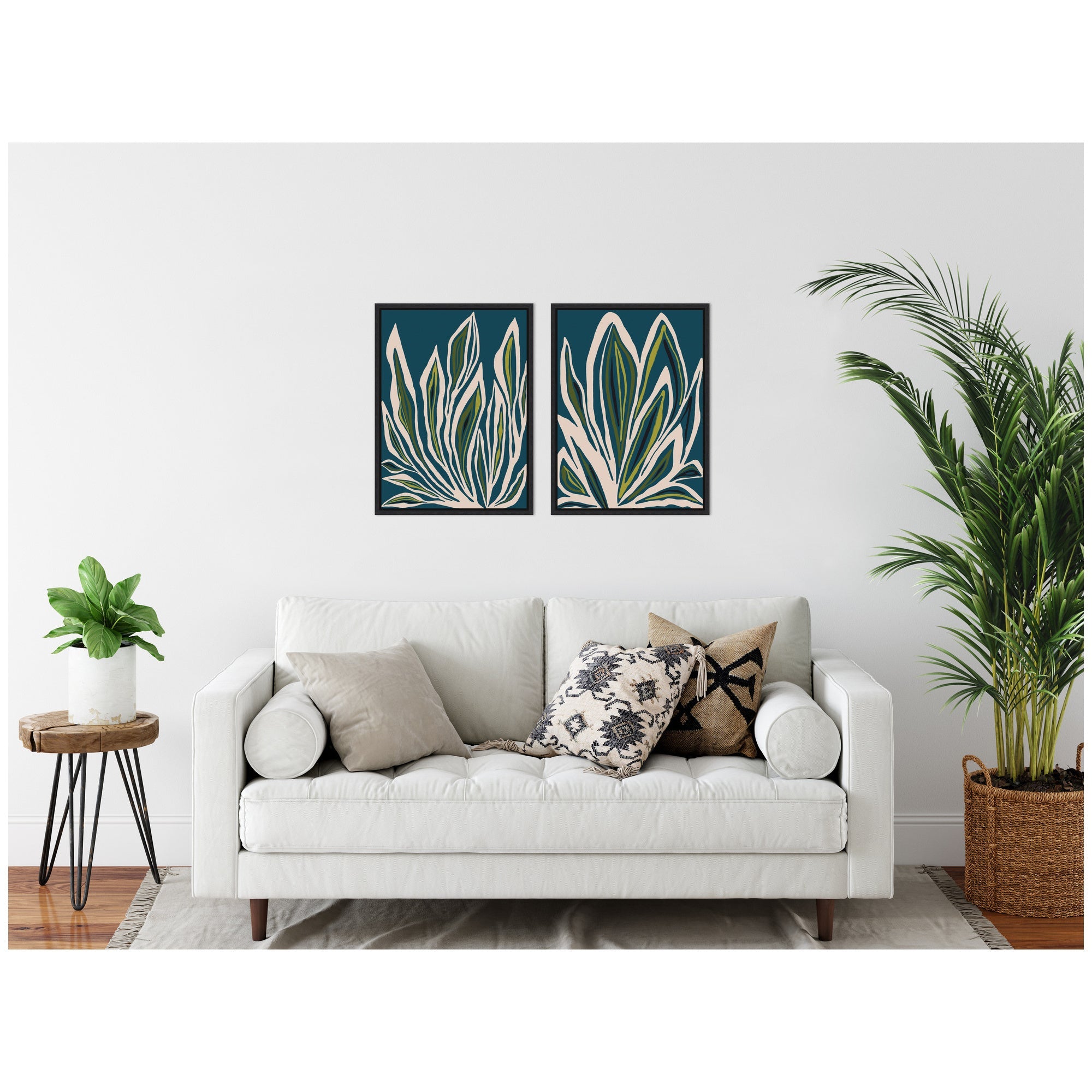 Sylvie Blue Flora 1 and 2 Framed Canvas Art Set by Alicia Bock