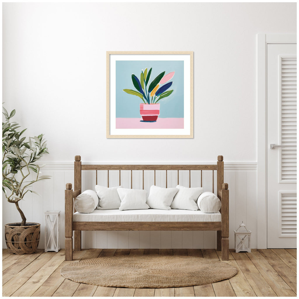 Framed Art Playful Potted Plant Still Life by The Creative Bunch Studio