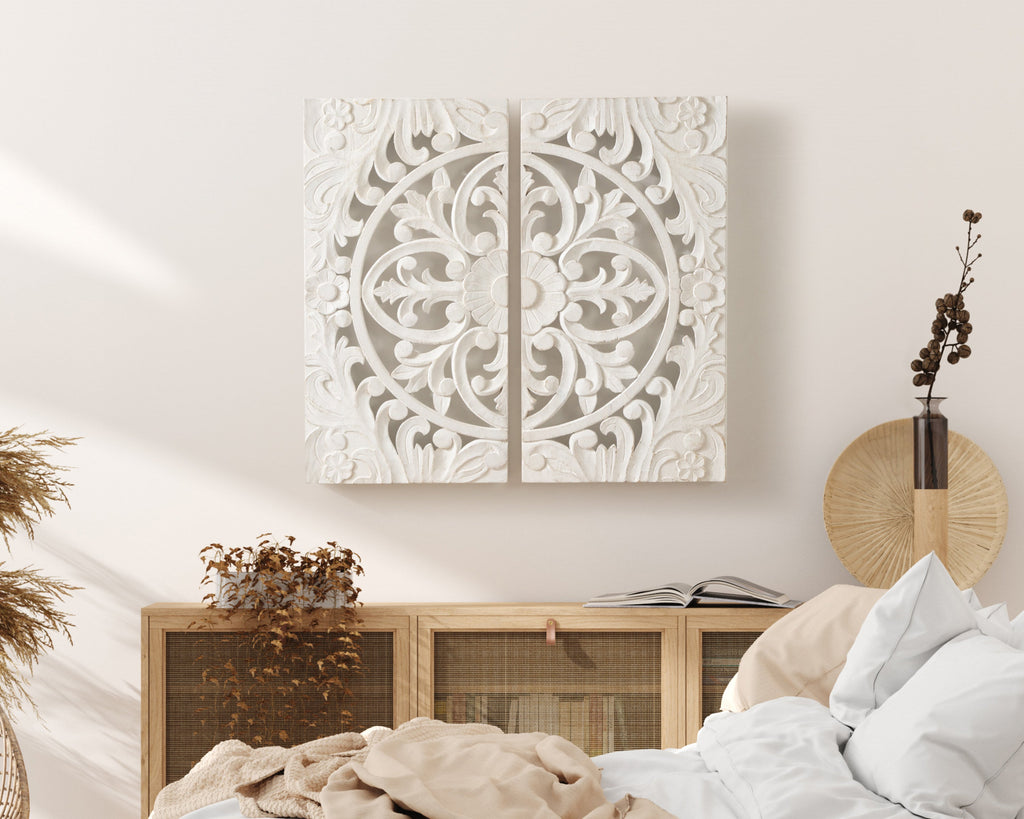 Saanvi Carved Wood Wall Art Set
