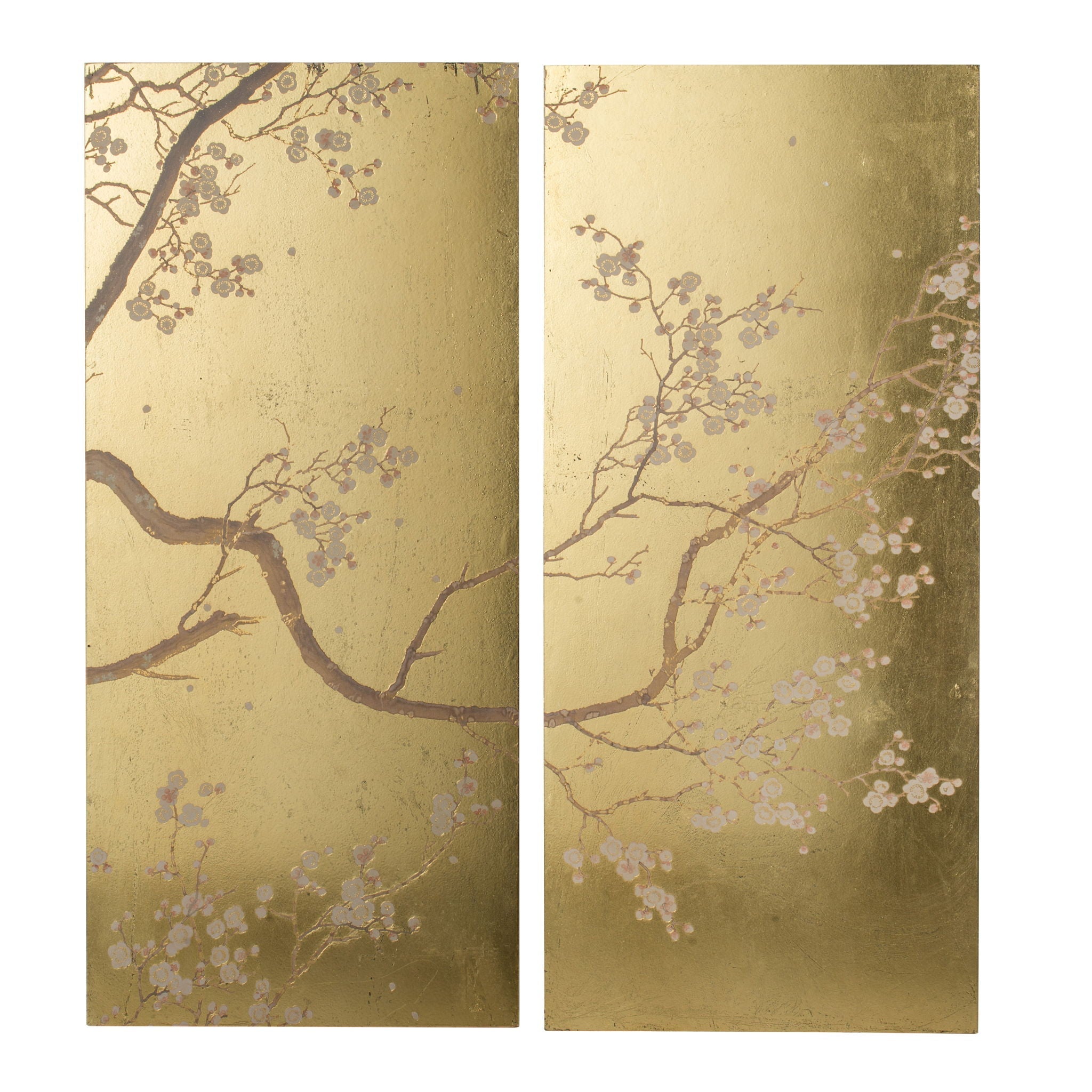 Gold Cherry Blossom Wall Panels — Set of 2