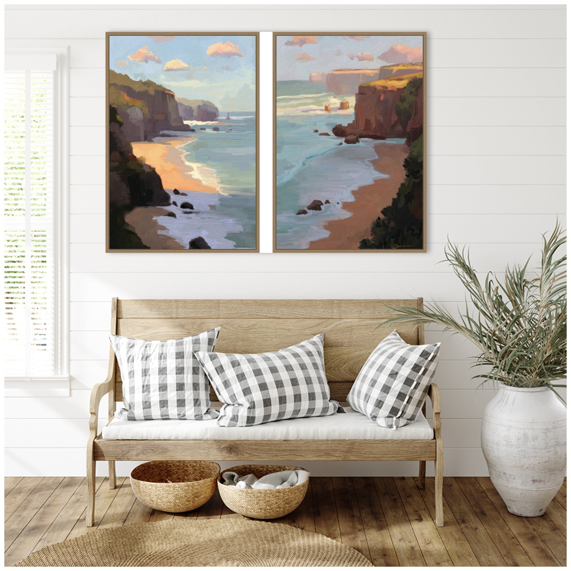 Partly Cloudy with Sunshine & Afternoon Shadow 2 Piece Framed Canvas Wall Art Set by Mary Sparrow