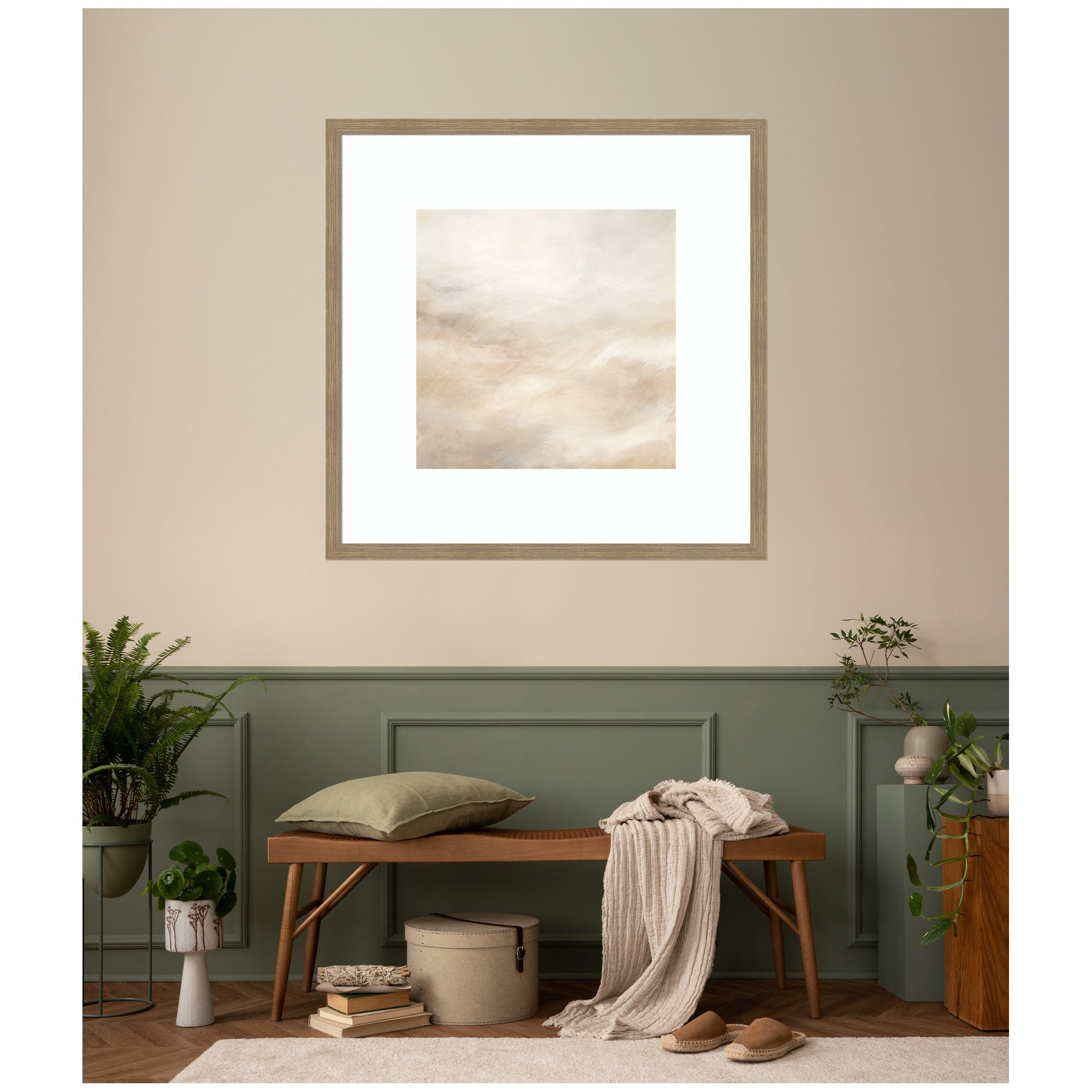 Tonal Abstract Textural White and Beige Light Natural Neutrals by The Creative Bunch Studio Framed Wall Art Print