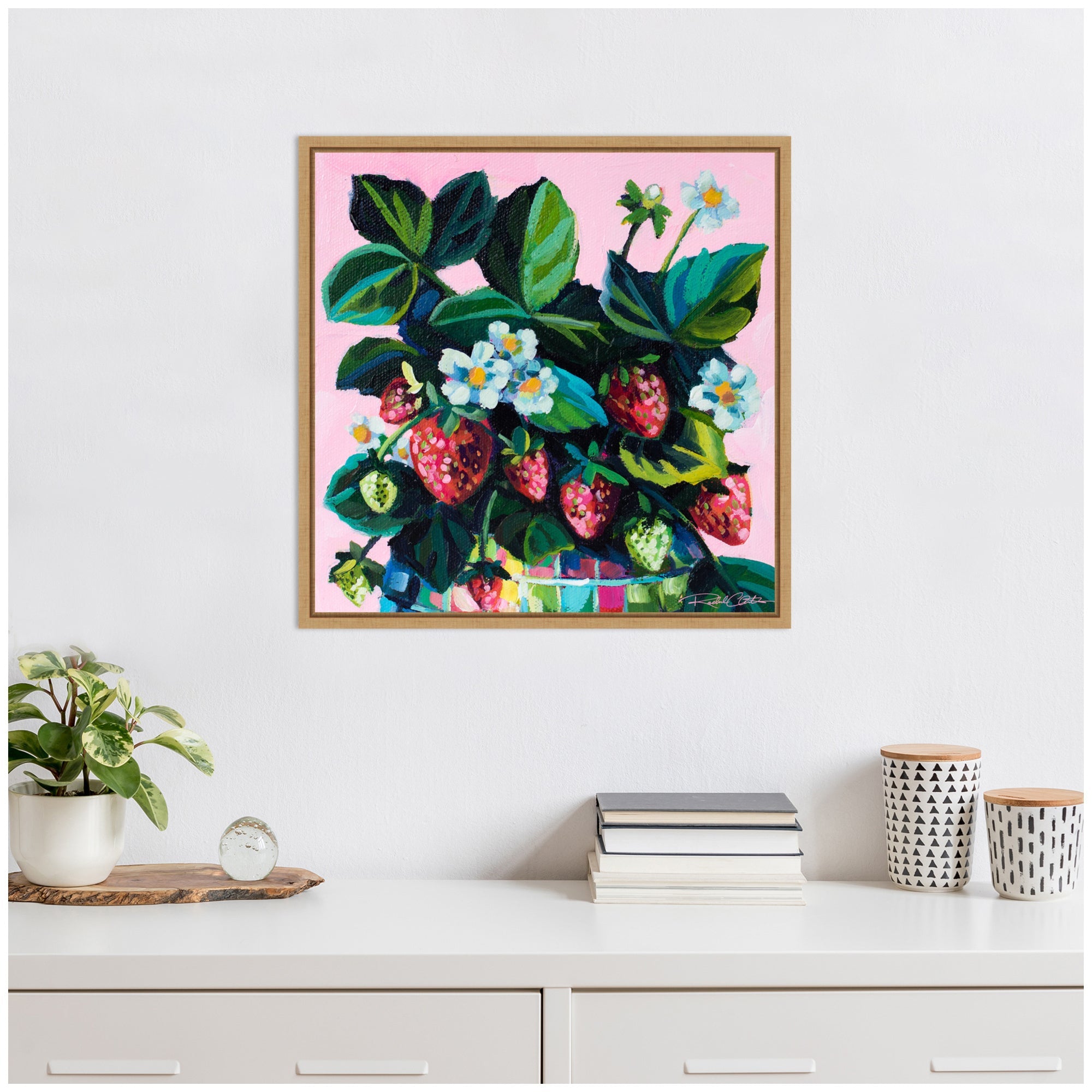 Sylvie Disco Berries Framed Canvas by Rachel Christopoulos