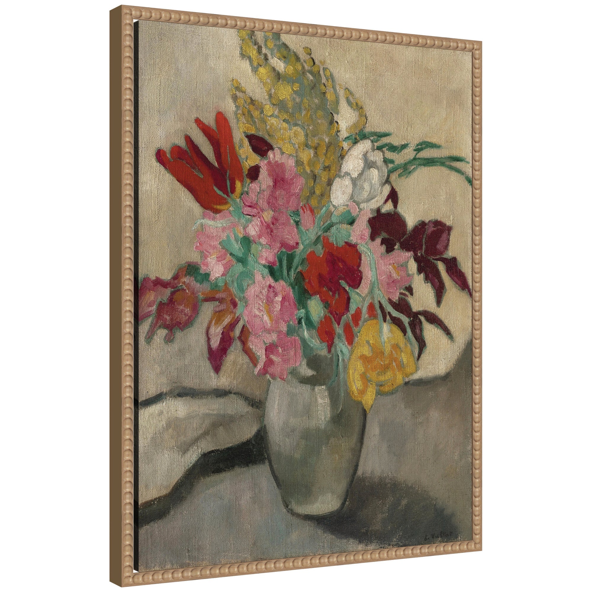 Vase avec bouquet de fleurs by Louis Valtat by Nostalgia Prints Framed Canvas Wall Art Print