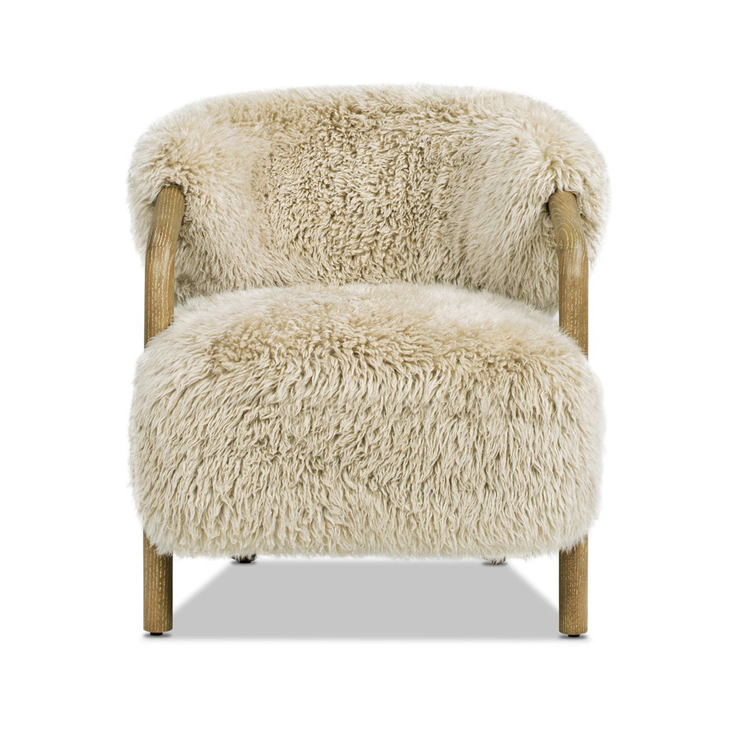 Becker Oak & Sheepskin Accent Chair — Taupe