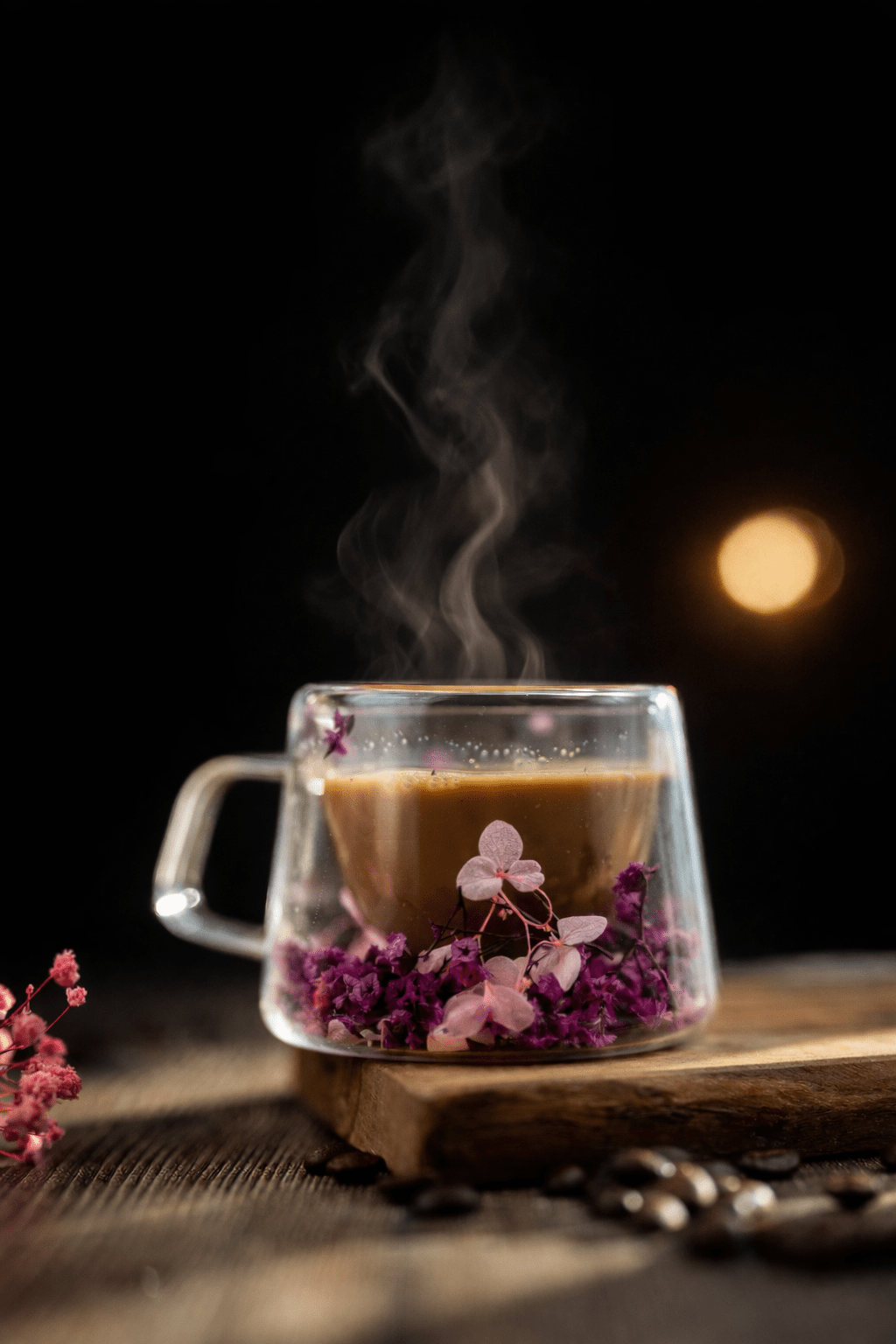 Handcrafted Floral Double-Wall Glass Mug