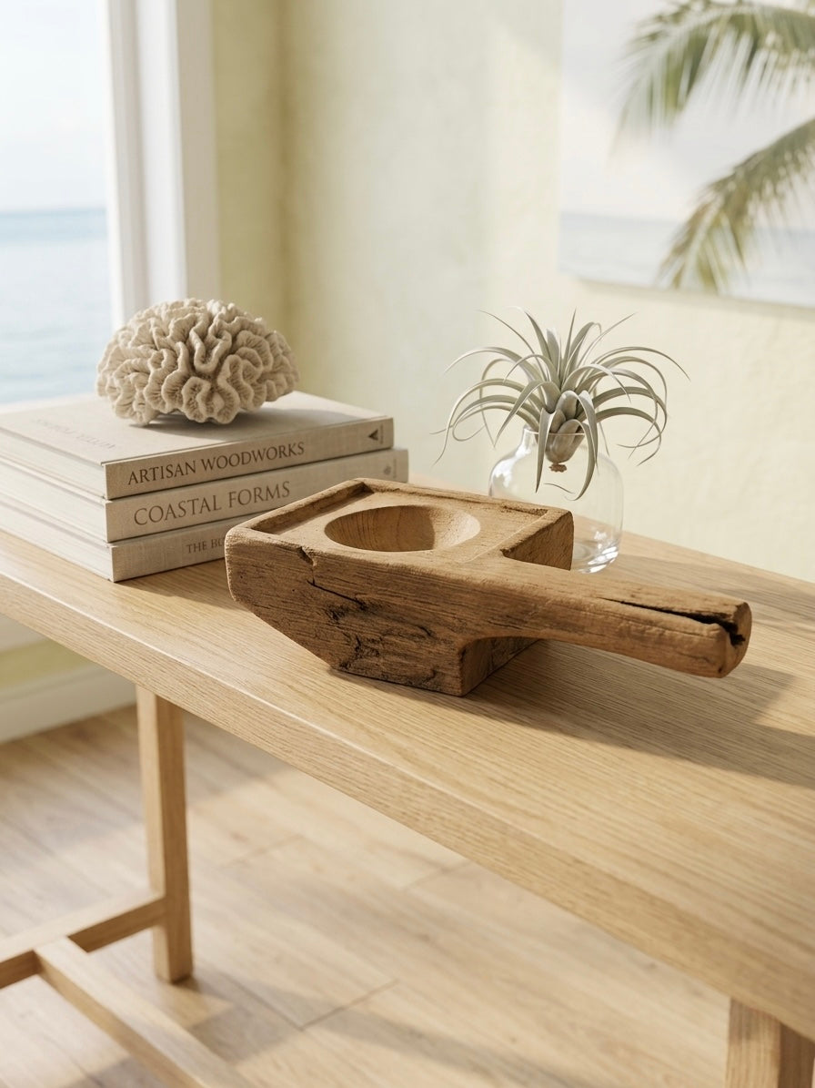 Lesung Hand-Carved Teak Planter