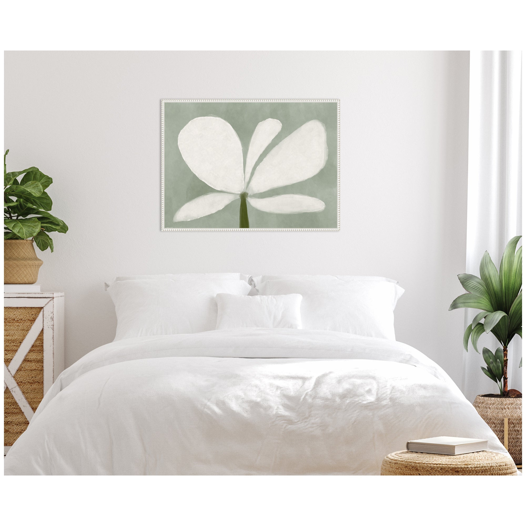 White Floral No. 2 by Gabrielly Guedes Framed Canvas Wall Art Print