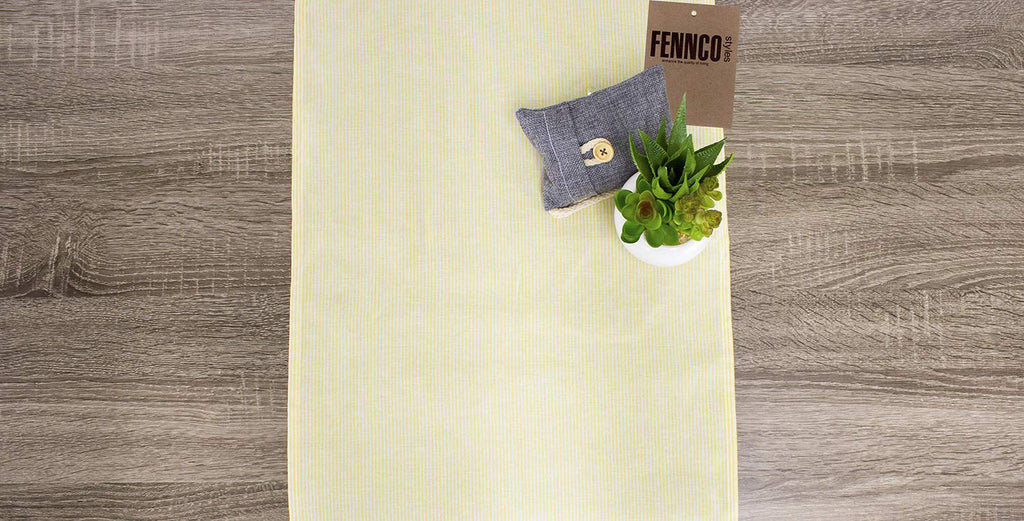 Fennco Styles Farmhouse Neutral Striped 100% Pure Cotton Tablecloth - Yellow Tablecloth for Everyday Use, Banquets, Family Gathering, Special Events and Home Décor