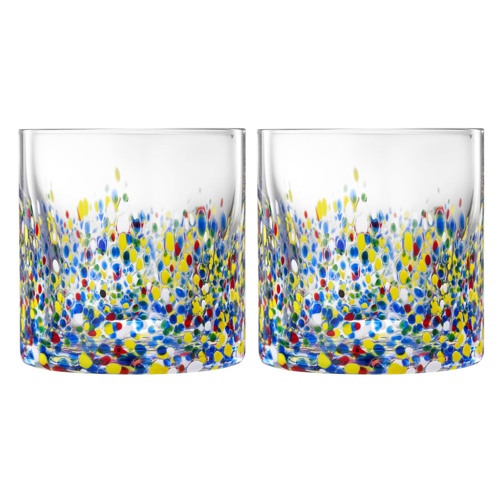The Wine Savant Mexican Style Glass Hand Blown Colorful Artisan - Confetti Rock
