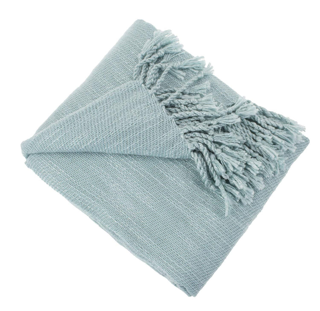 Fennco Styles Classic Woven Solid Lightweight Throw Blanket with Fringe Design 50" W x 60" L - 4 Colors