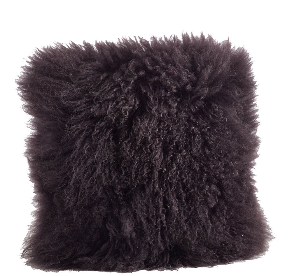 Fennco Styles Genuine Mongolian Lamb Fur Decorative Filled Throw Pillow - Soft Plush Wool Accent Pillow for Home, Couch, Living Room, Office and Holiday Décor