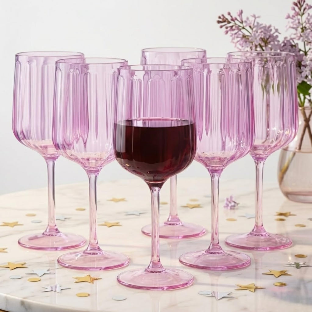 Khen Acrylic Lucia Stemmed Goblets -  Set of 6 | 14oz | Lilac