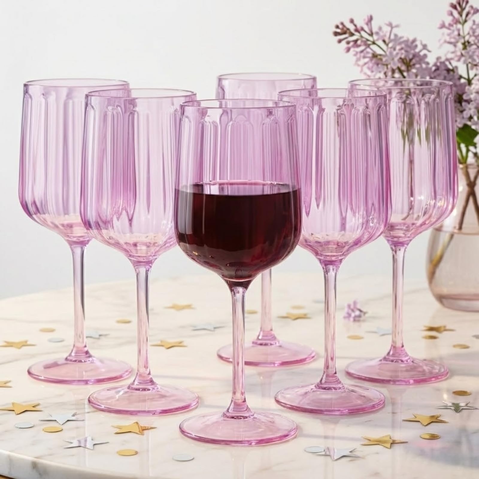 Khen Acrylic Lucia Stemmed Goblets -  Set of 6 | 14oz | Lilac