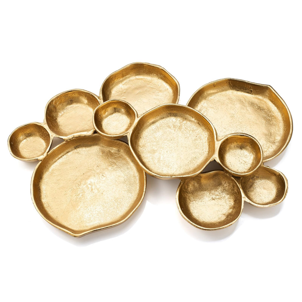 Cluster of 10 Round Serving Bowls Gold Clusters Decorative Tray
