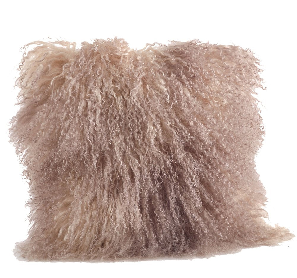 Fennco Styles Genuine Mongolian Lamb Fur Decorative Filled Throw Pillow - Soft Plush Wool Accent Pillow for Home, Couch, Living Room, Office and Holiday Décor