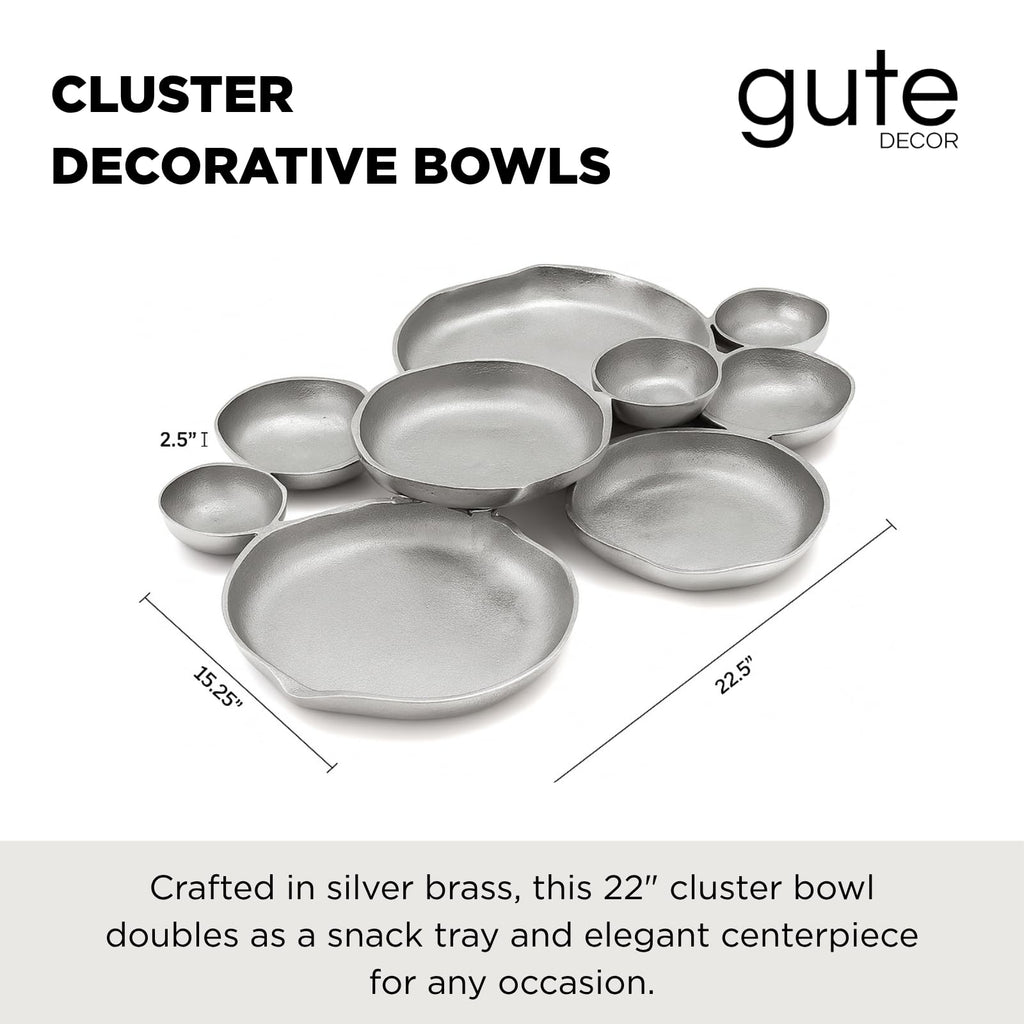 Cluster Decorative Bowls, Bright Silver Brass - Decoration