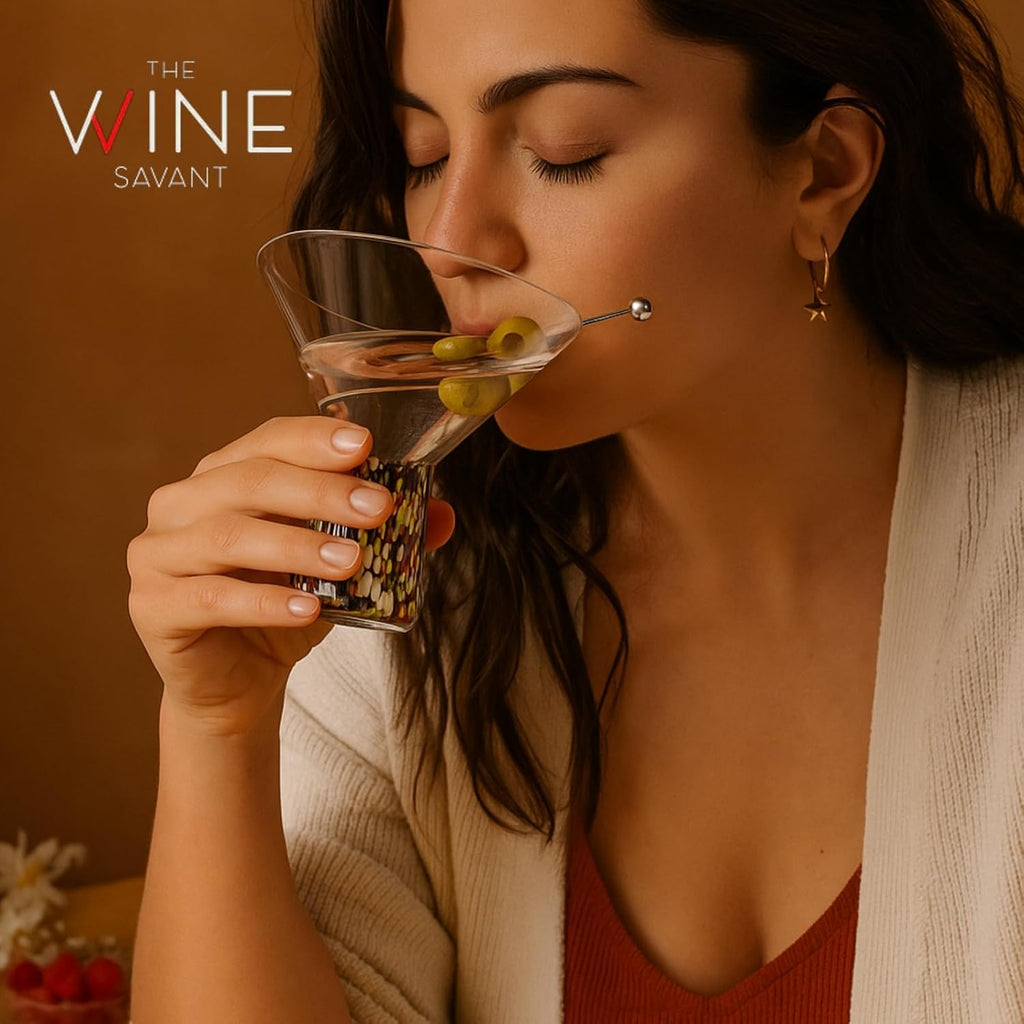 The Wine Savant Stemless Martini Glasses Hand Blown - Set of 2 Clear