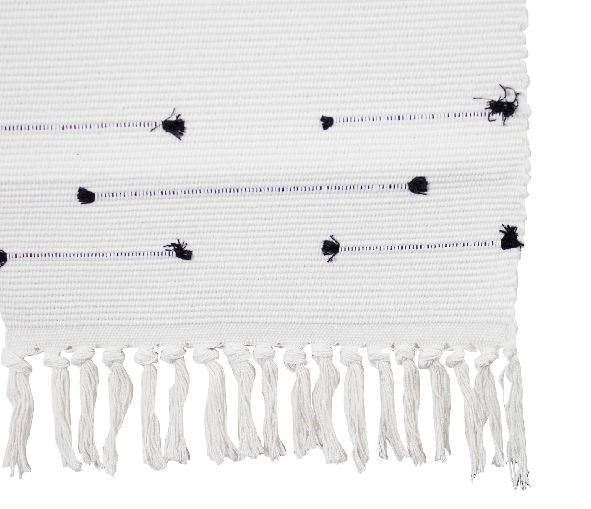 Fennco Styles Boho Chic Stitched Chevron Fringe 14 x 71 Inch Cotton Blend Table Runner - Ivory Table Runner for Everyday Use, Dinner Parties, Special Events and Home Décor