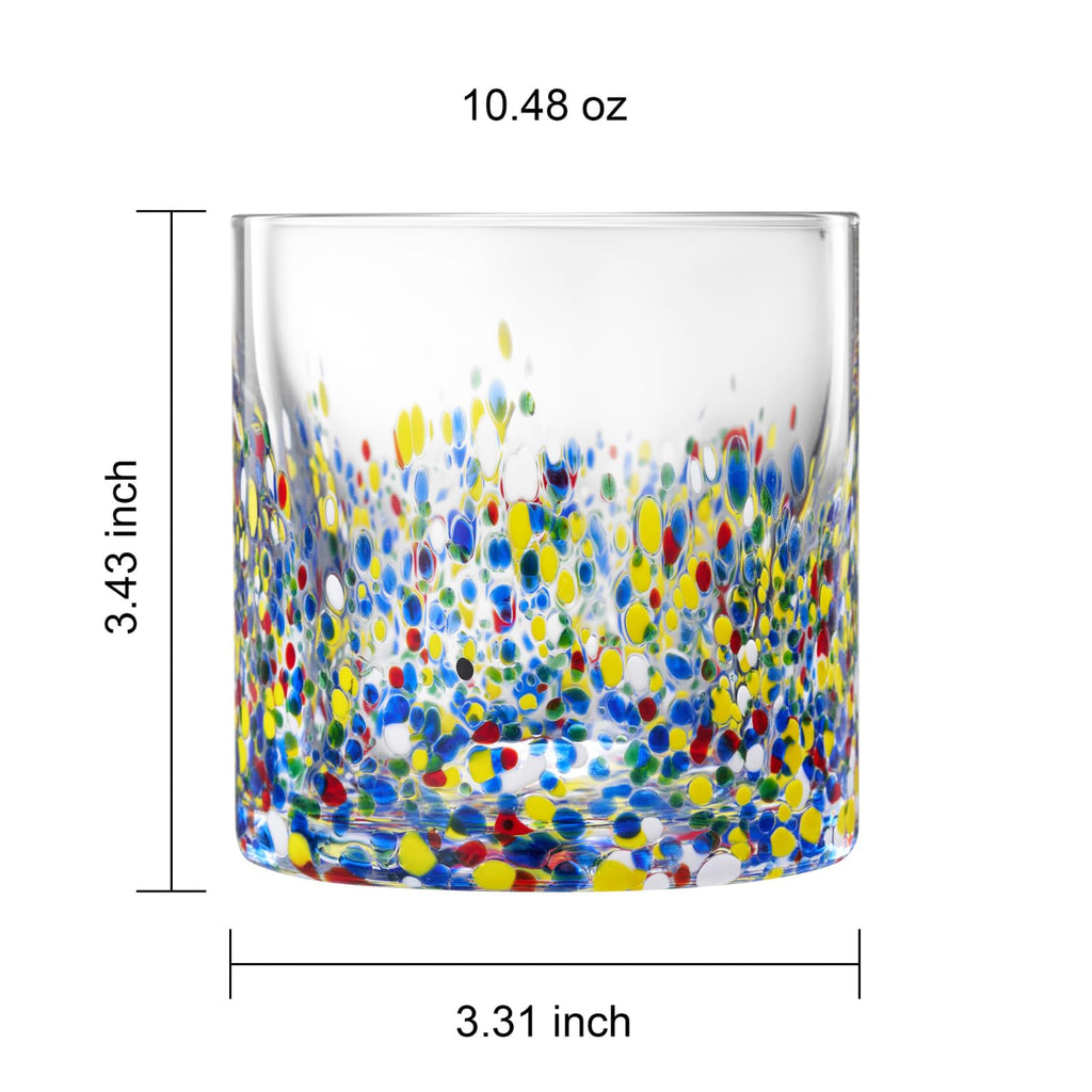 The Wine Savant Mexican Style Glass Hand Blown Colorful Artisan - Confetti Rock