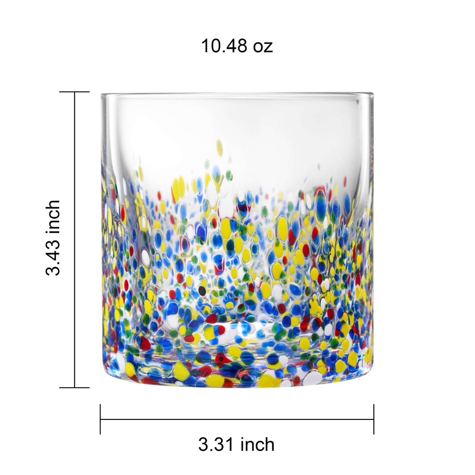 The Wine Savant Mexican Style Glass Hand Blown Colorful Artisan - Confetti Rock