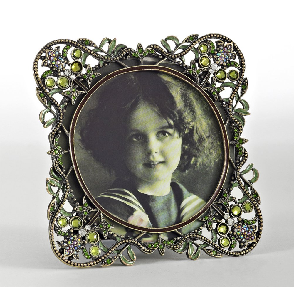 Fennco Styles Decorative Jeweled Photo Frame - 4" Round