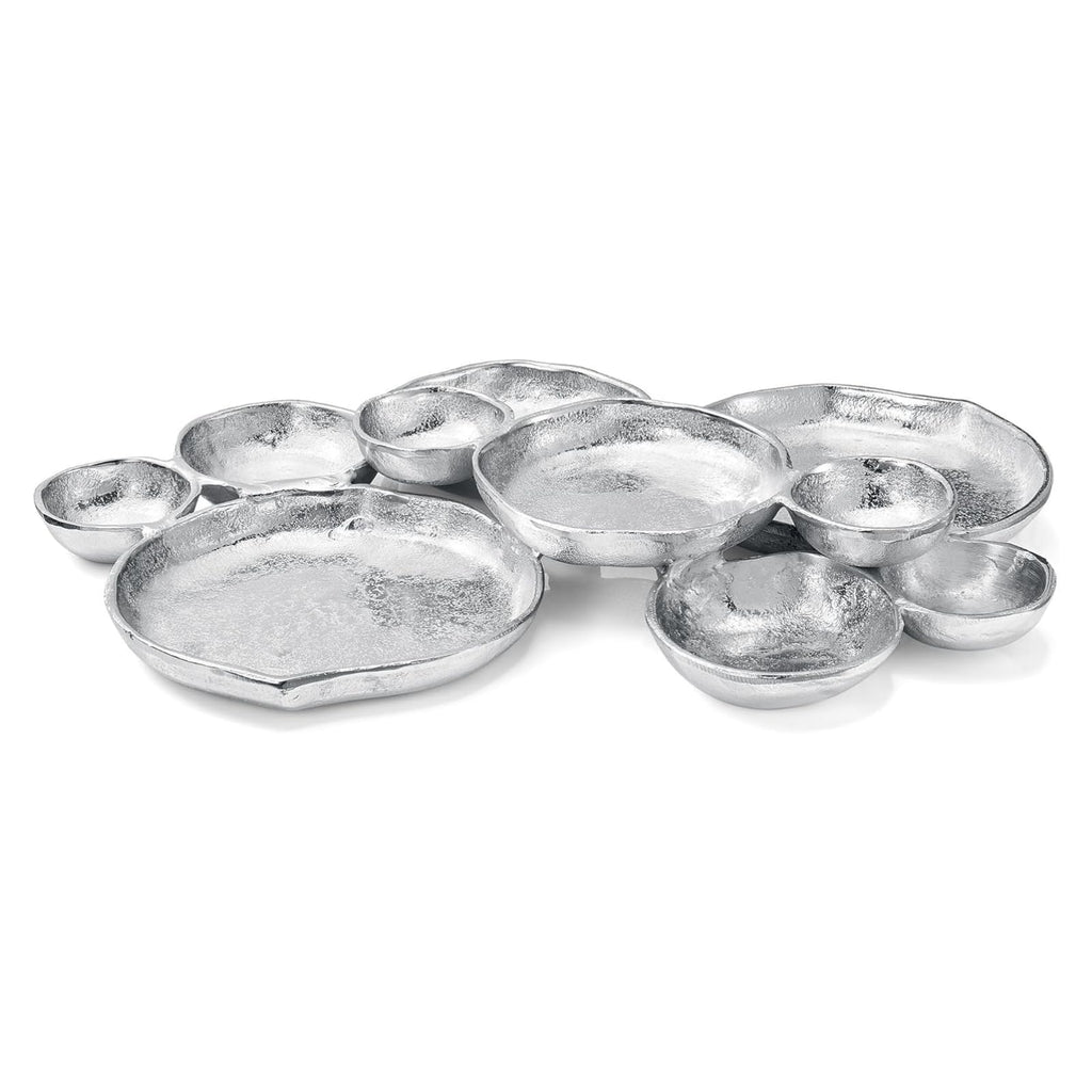 Cluster of 10 Round Serving Bowls Silver Clusters Decorative Tray