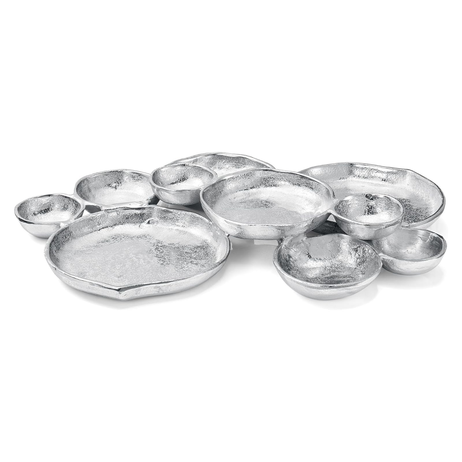 Cluster of 10 Round Serving Bowls Silver Clusters Decorative Tray
