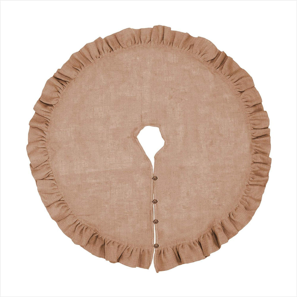 Fennco Styles Holiday Décor Ruffled Jute Christmas Tree Skirt - Natural Burlap Tree Skirt for Home, Office, Outdoor, Winter Holidays and Special Occasions
