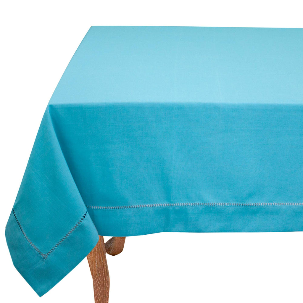 Fennco Styles Classic Solid Color Hemstitched Border Tablecloth for Dining Table, Dinner Parties, Wedding, Machine Washable,
