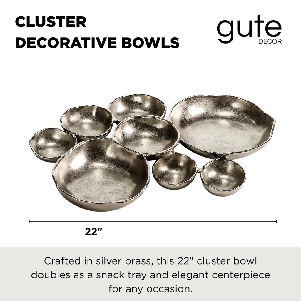 Cluster Decorative Bowls, Bright Silver Brass - Decoration, Snack Tray Bowl