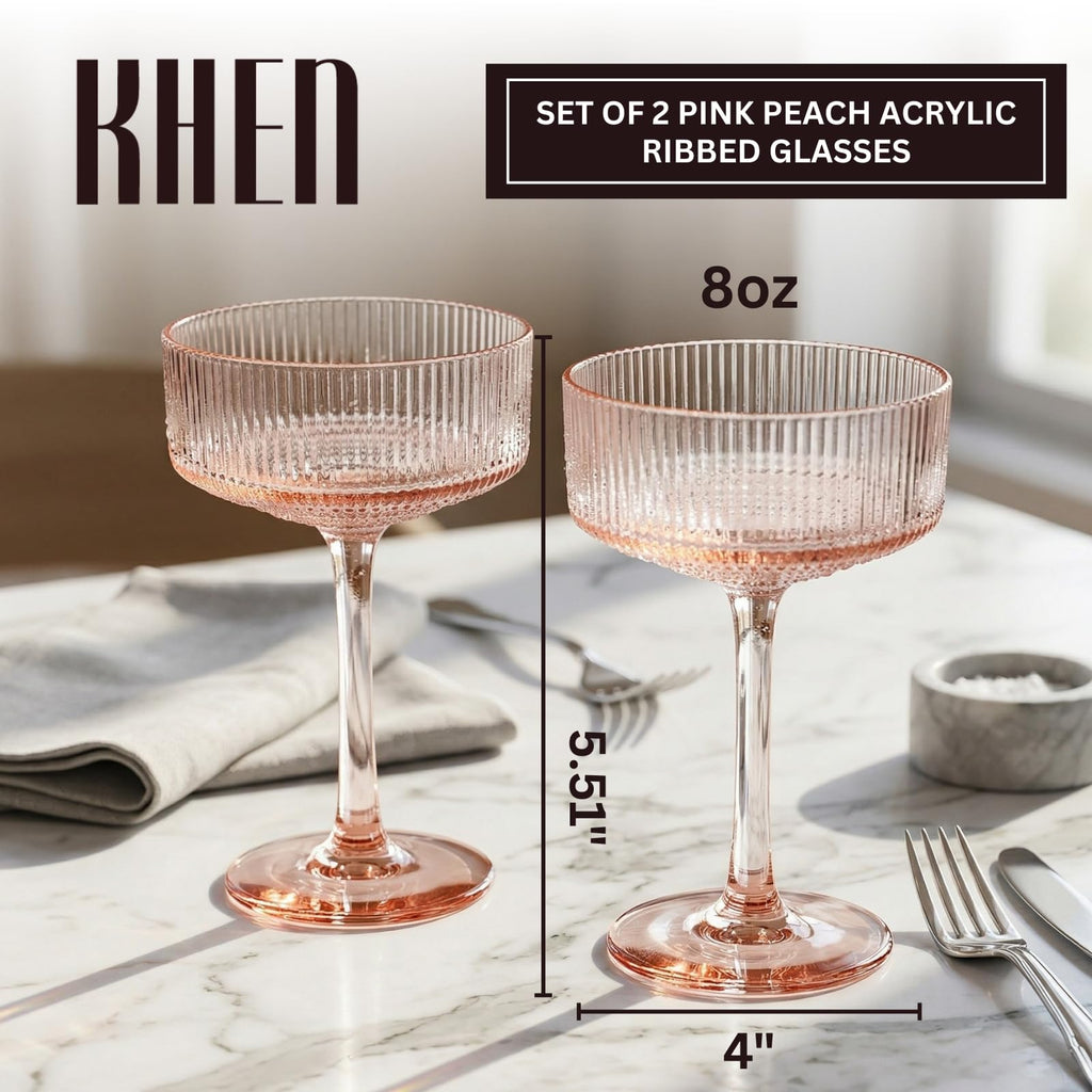 Madrid Acrylic Champagne Coupe Cocktail Glassware, Set of 2