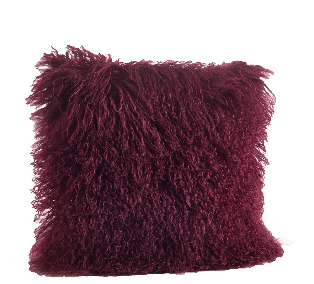 Fennco Styles Genuine Mongolian Lamb Fur Decorative Filled Throw Pillow - Soft Plush Wool Accent Pillow for Home, Couch, Living Room, Office and Holiday Décor