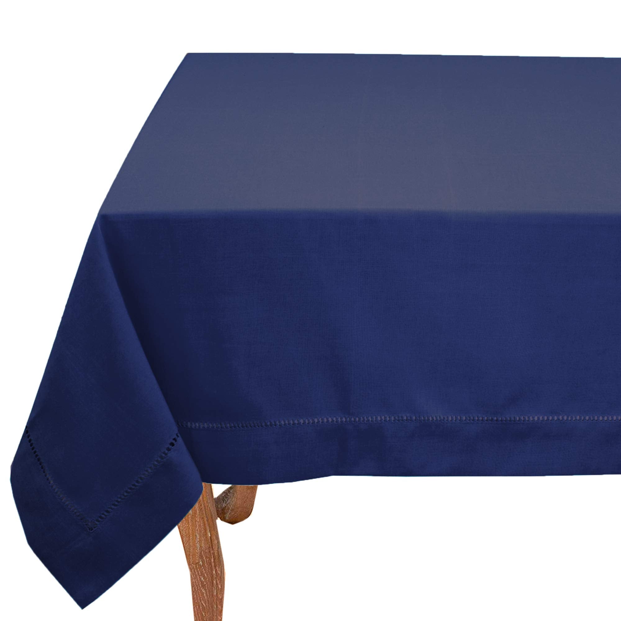 Fennco Styles Classic Solid Color Hemstitched Border Tablecloth for Dining Table, Dinner Parties, Wedding, Machine Washable,