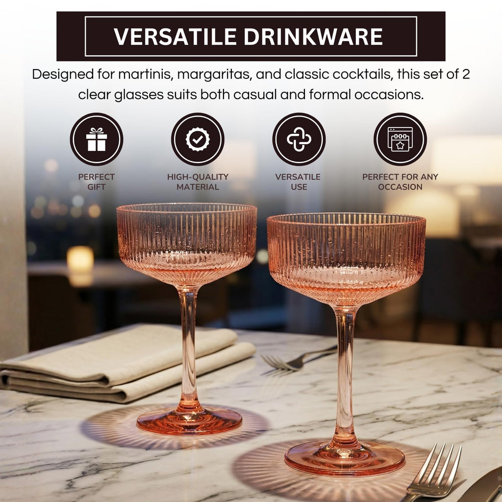 Madrid Acrylic Champagne Coupe Cocktail Glassware, Set of 2