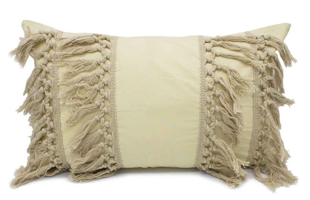 Fennco Styles Stylish Fringe Tassels Decorative Cotton Throw Pillow