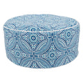 Fennco Styles Modern Tropic Design Round Indoor & Outdoor Pouf – 200lbs Weight Capacity Removable Cover Ottoman for Low Seat, Bedroom, Backyard and Living Room Décor
