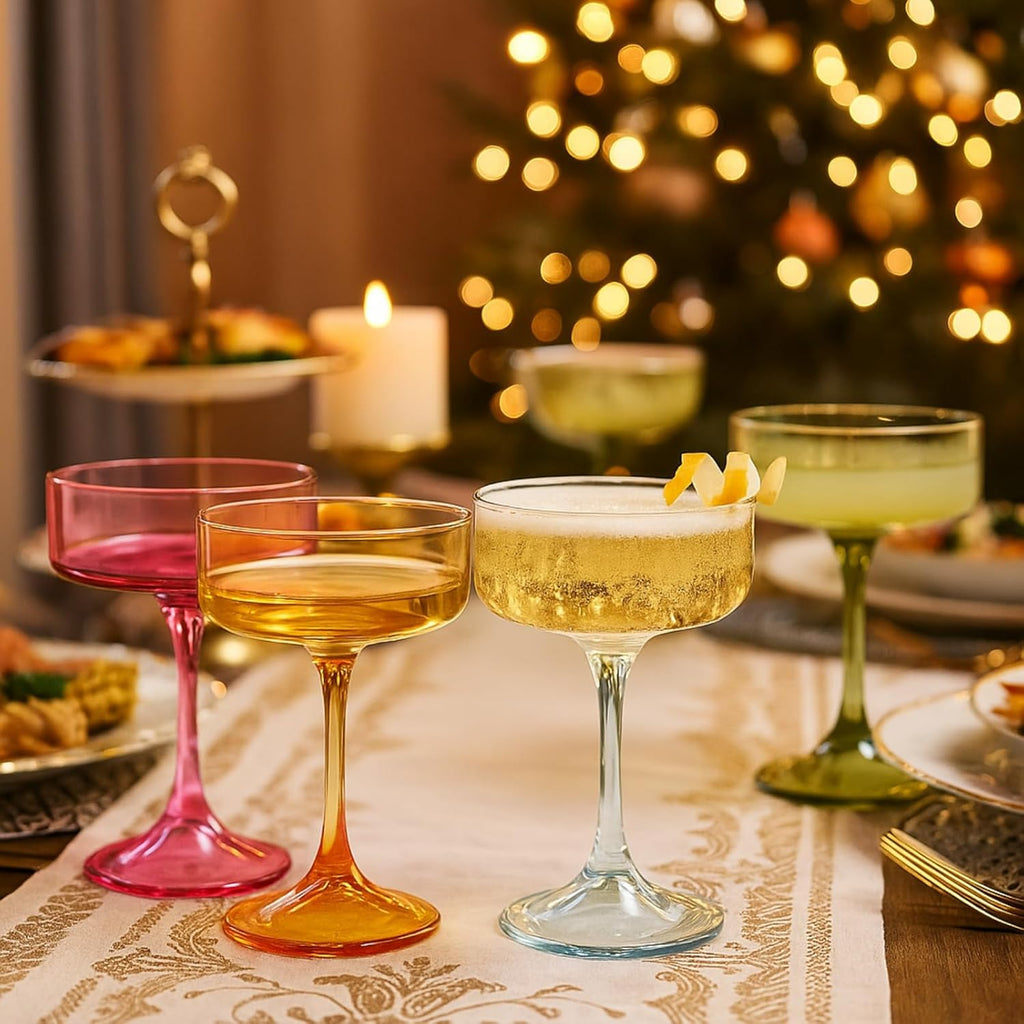 Khen Champagne Coupes Morgan Set Vibrant  - Set of 4 Multicolor