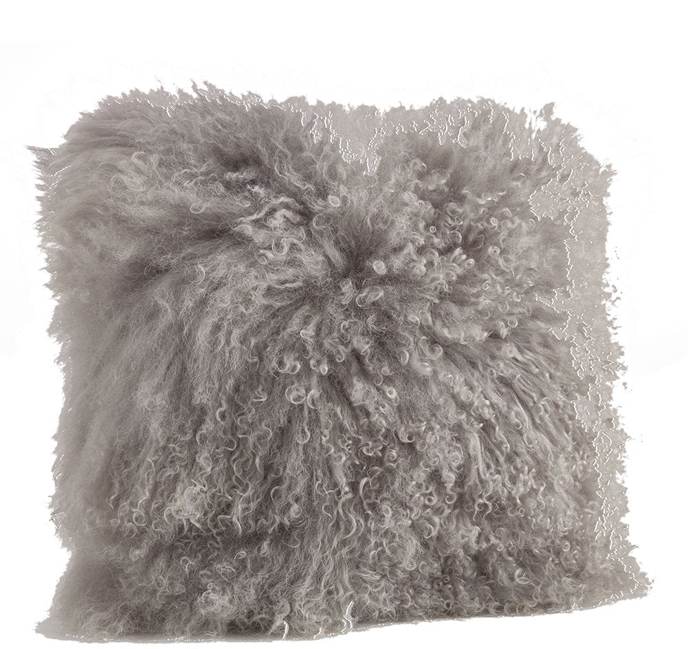 Fennco Styles Genuine Mongolian Lamb Fur Decorative Filled Throw Pillow - Soft Plush Wool Accent Pillow for Home, Couch, Living Room, Office and Holiday Décor