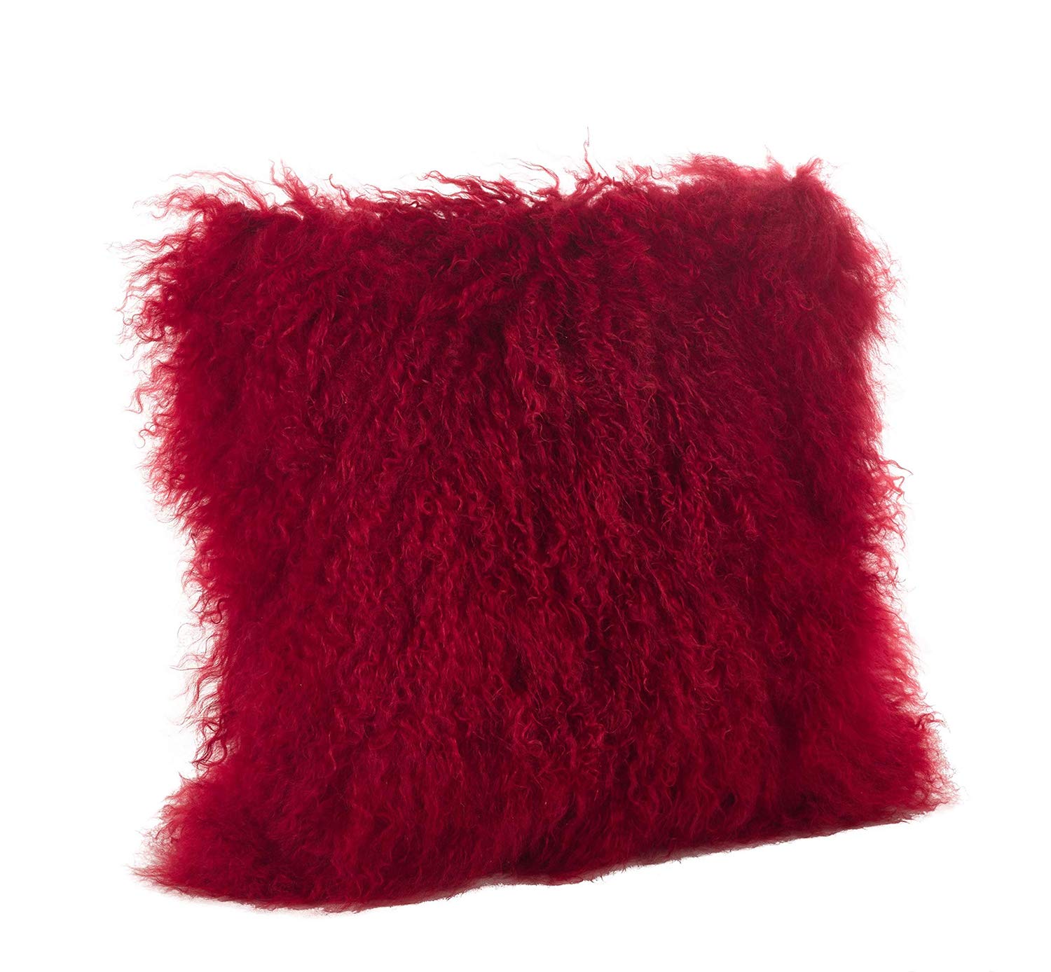 Fennco Styles Genuine Mongolian Lamb Fur Decorative Filled Throw Pillow - Soft Plush Wool Accent Pillow for Home, Couch, Living Room, Office and Holiday Décor