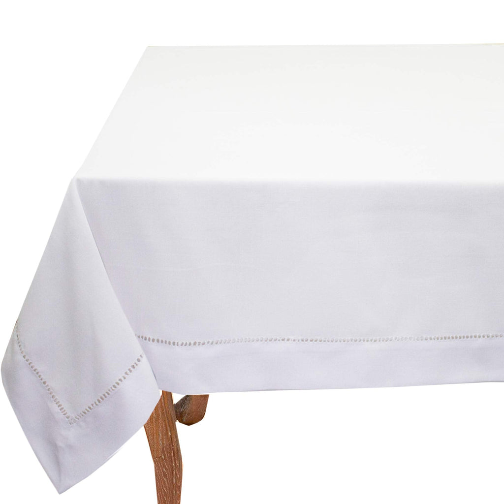 Fennco Styles Classic Solid Color Hemstitched Border Tablecloth for Dining Table, Dinner Parties, Wedding, Machine Washable,