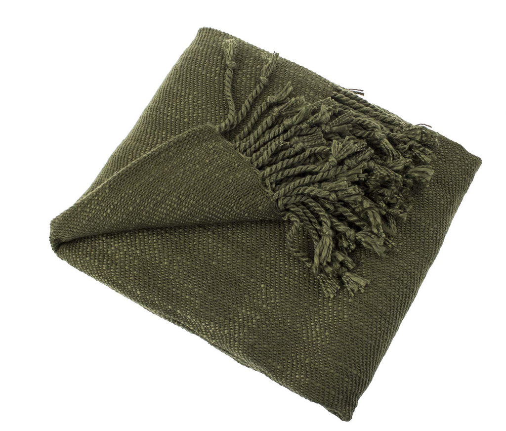Fennco Styles Classic Woven Solid Lightweight Throw Blanket with Fringe Design 50" W x 60" L - 4 Colors